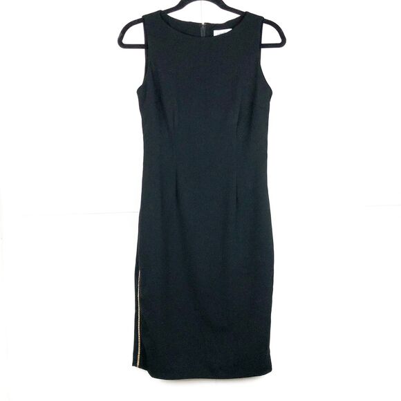CALVIN KLEIN Black Gold Chain Career Short Dress Size 2 - Picture 1 of 8